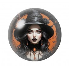 Cabochon en Verre Illustré Sorcière Halloween 12 à 25mm  pour la Création de Bijoux Fantaisie - DIY