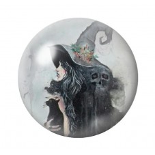 Cabochon en Verre Illustré Sorcière Halloween 12 à 25mm  pour la Création de Bijoux Fantaisie - DIY