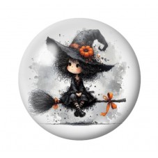 Cabochon en Verre Illustré Petite Sorcière Halloween 12 à 25mm  pour la Création de Bijoux Fantaisie - DIY
