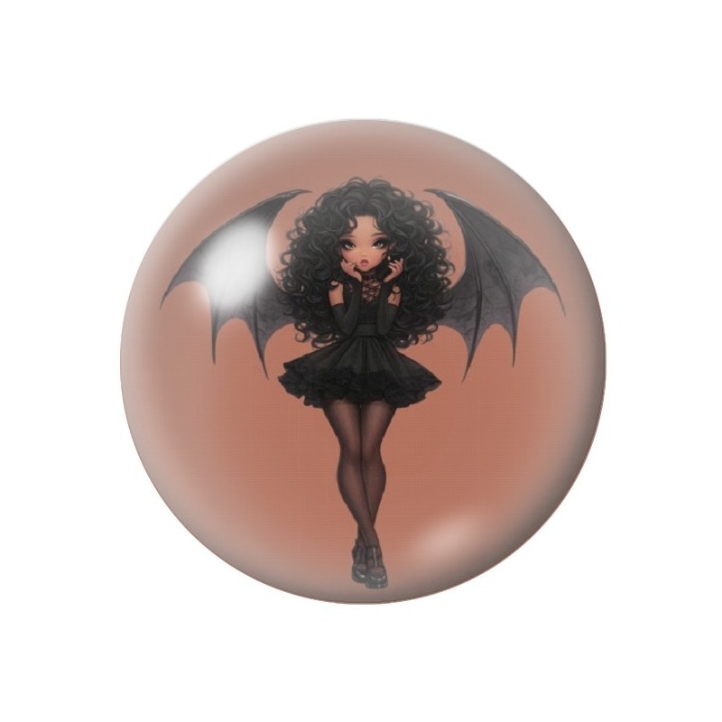 Cabochon en Verre Illustré Jeune Fille Démon Halloween 12 à 25mm