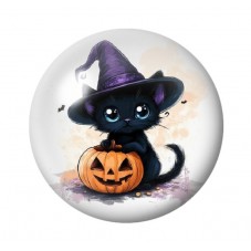 Cabochon en Verre Illustré Chat noir Citrouille Halloween 12 à 25mm  pour la Création de Bijoux Fantaisie - DIY