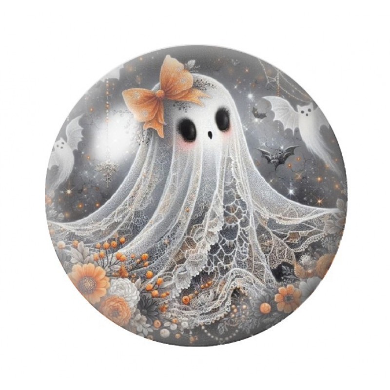 Cabochon en Verre Illustré Fantôme Halloween 12 à 25mm