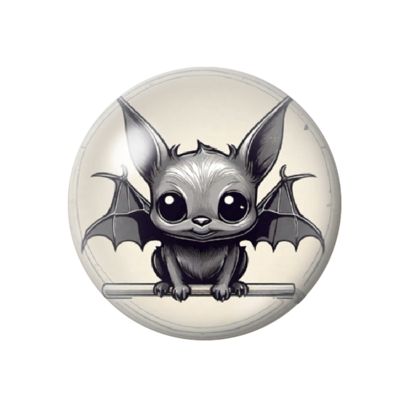 Cabochon en Verre Illustré Chauve-Souris Halloween 12 à 25mm