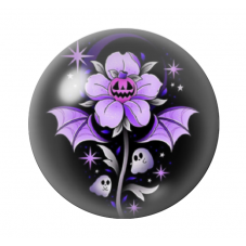 Cabochon en Verre Illustré Fleur Halloween 12 à 25mm  pour la Création de Bijoux Fantaisie - DIY