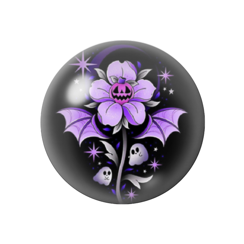 Cabochon en Verre Illustré Fleur Halloween 12 à 25mm