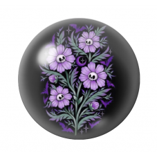 Cabochon en Verre Illustré Fleurs Tête de Mort Halloween 12 à 25mm  pour la Création de Bijoux Fantaisie - DIY
