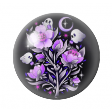 Cabochon en Verre Illustré Fleurs Fantômes Halloween 12 à 25mm  pour la Création de Bijoux Fantaisie - DIY