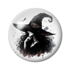 Cabochon en Verre Illustré Sorcière Halloween 12 à 25mm  pour la Création de Bijoux Fantaisie - DIY