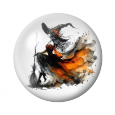Cabochon en Verre Illustré Sorcière Halloween 12 à 25mm  pour la Création de Bijoux Fantaisie - DIY