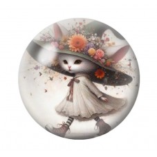 Cabochon en Verre Illustré Chat Sorcière Halloween 12 à 25mm  pour la Création de Bijoux Fantaisie - DIY