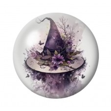 Cabochon en Verre Illustré Chapeau de Sorcière Halloween 12 à 25mm  pour la Création de Bijoux Fantaisie - DIY