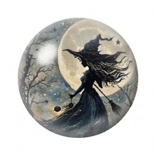 Cabochon en Verre Illustré Sorcière Halloween 12 à 25mm  pour la Création de Bijoux Fantaisie - DIY