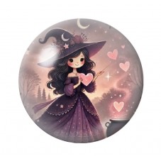 Cabochon en Verre Illustré Sorcière Coeurs Halloween 12 à 25mm  pour la Création de Bijoux Fantaisie - DIY