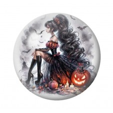 Cabochon en Verre Illustré Sorcière Halloween 12 à 25mm  pour la Création de Bijoux Fantaisie - DIY