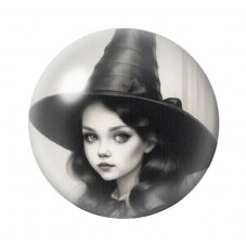 Cabochon en Verre Illustré Sorcière Halloween 12 à 25mm  pour la Création de Bijoux Fantaisie - DIY