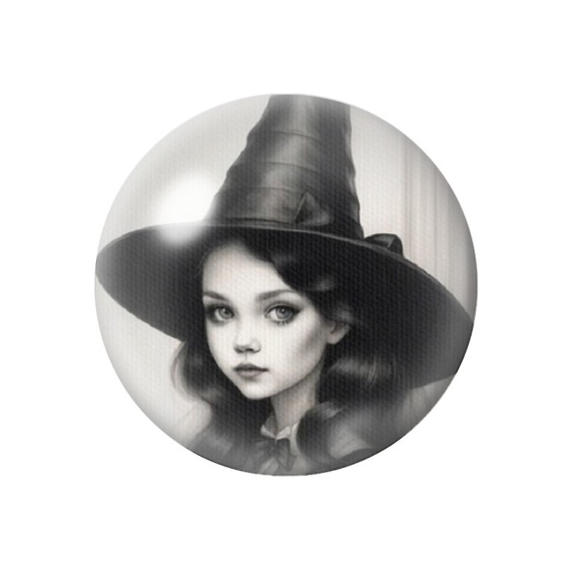 Cabochon en Verre Illustré Sorcière Halloween 12 à 25mm