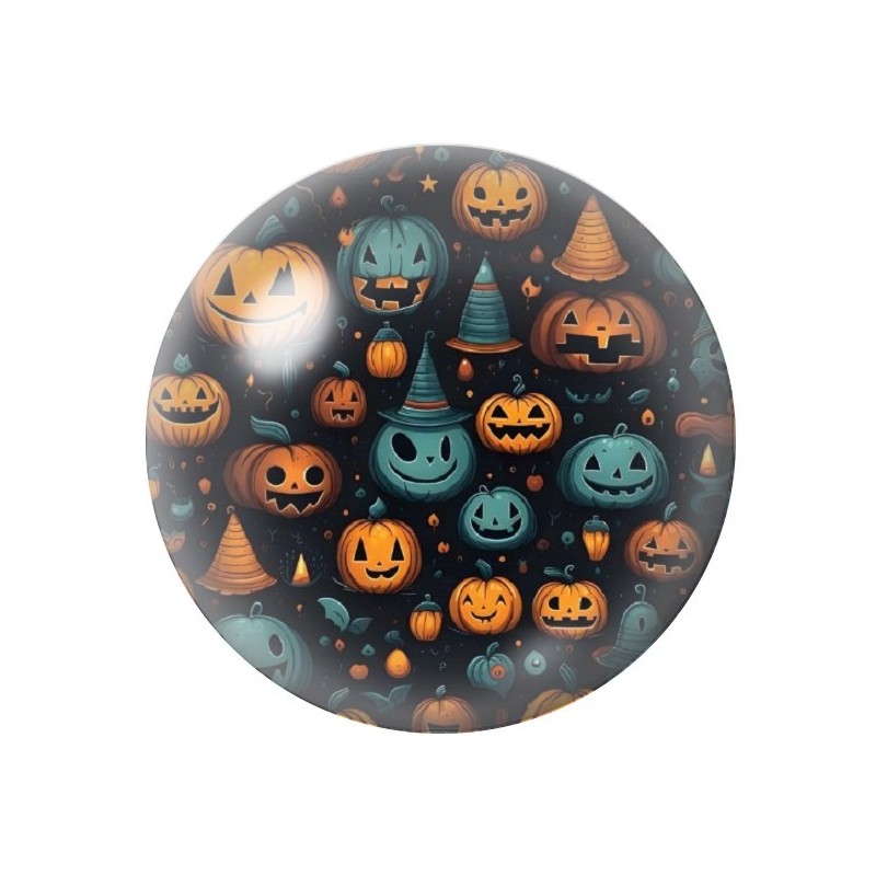 Cabochon en Verre Illustré Citrouilles Halloween 12 à 25mm