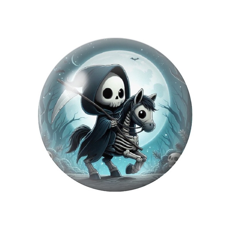 Cabochon en Verre Illustré Faucheuse Halloween 12 à 25mm