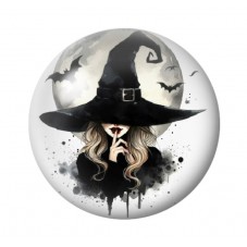 Cabochon en Verre Illustré Sorcière Halloween 12 à 25mm  pour la Création de Bijoux Fantaisie - DIY