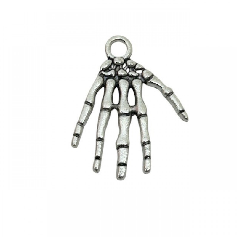 4 Breloques Main Squelette Gothique Halloween 21x17mm