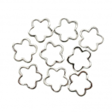 4 Connecteurs Perle Fleur en Métal Argenté 15x15mm