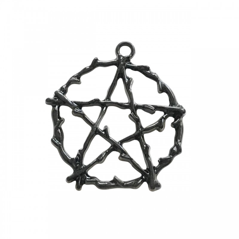 2 Breloques Pentacle Noir Étoile Sorcière Gothique 28x26mm
