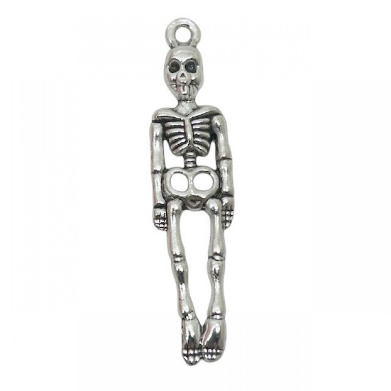 4 Breloques Squelette Gothique Halloween 40x10mm