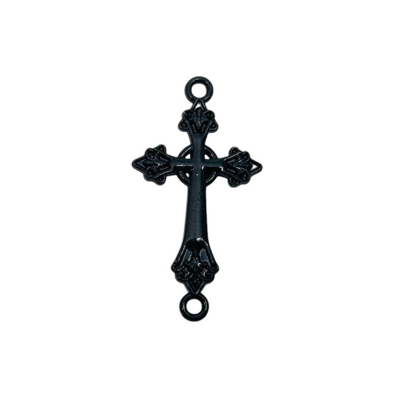 4 Connecteurs Croix Noire Gothique Halloween 30x16mm