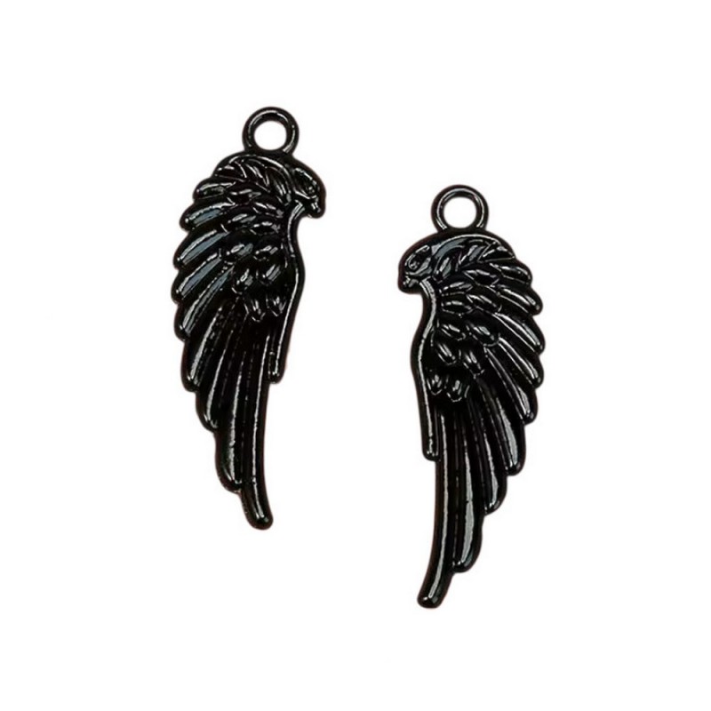 Breloque Aile Ange Oiseau Noir Gothique 33x11mm