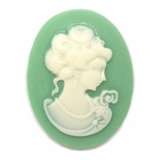 Camée Cabochon Lady Vert Haute Qualité pour Support 30x40mm pour la Création de Bijoux Fantaisie - DIY