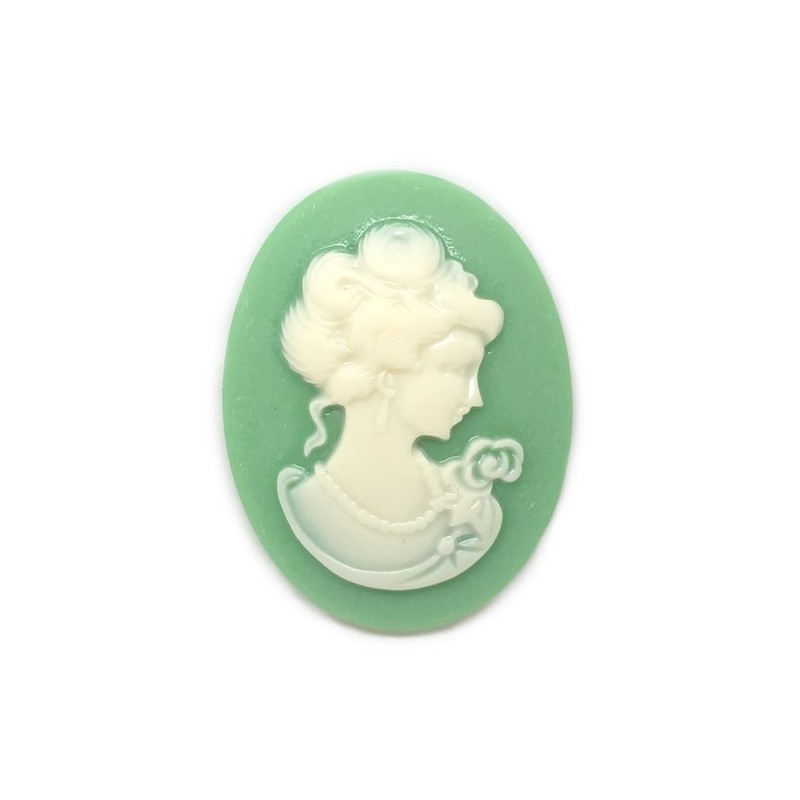Camée Cabochon Lady Vert Haute Qualité pour Support 30x40mm