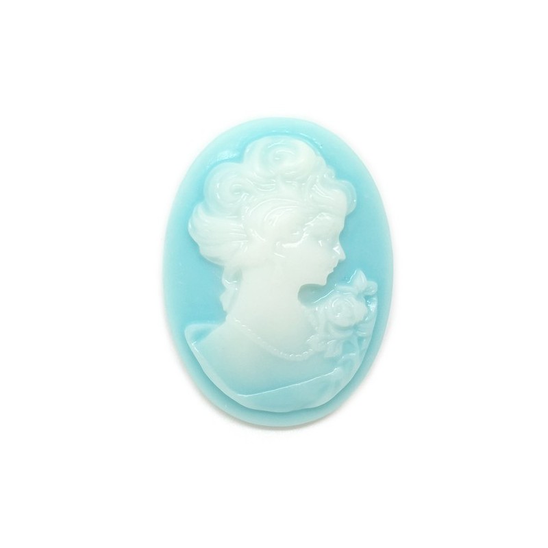 Camée Cabochon Lady Bleu Haute Qualité pour Support 30x40mm