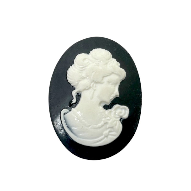 Camée Cabochon Lady Noir et Blanc Haute Qualité pour Support 30x40mm