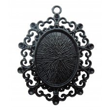 Support Pendentif Cabochon Noir 18x25mm pour la Création de Bijoux Fantaisie - DIY