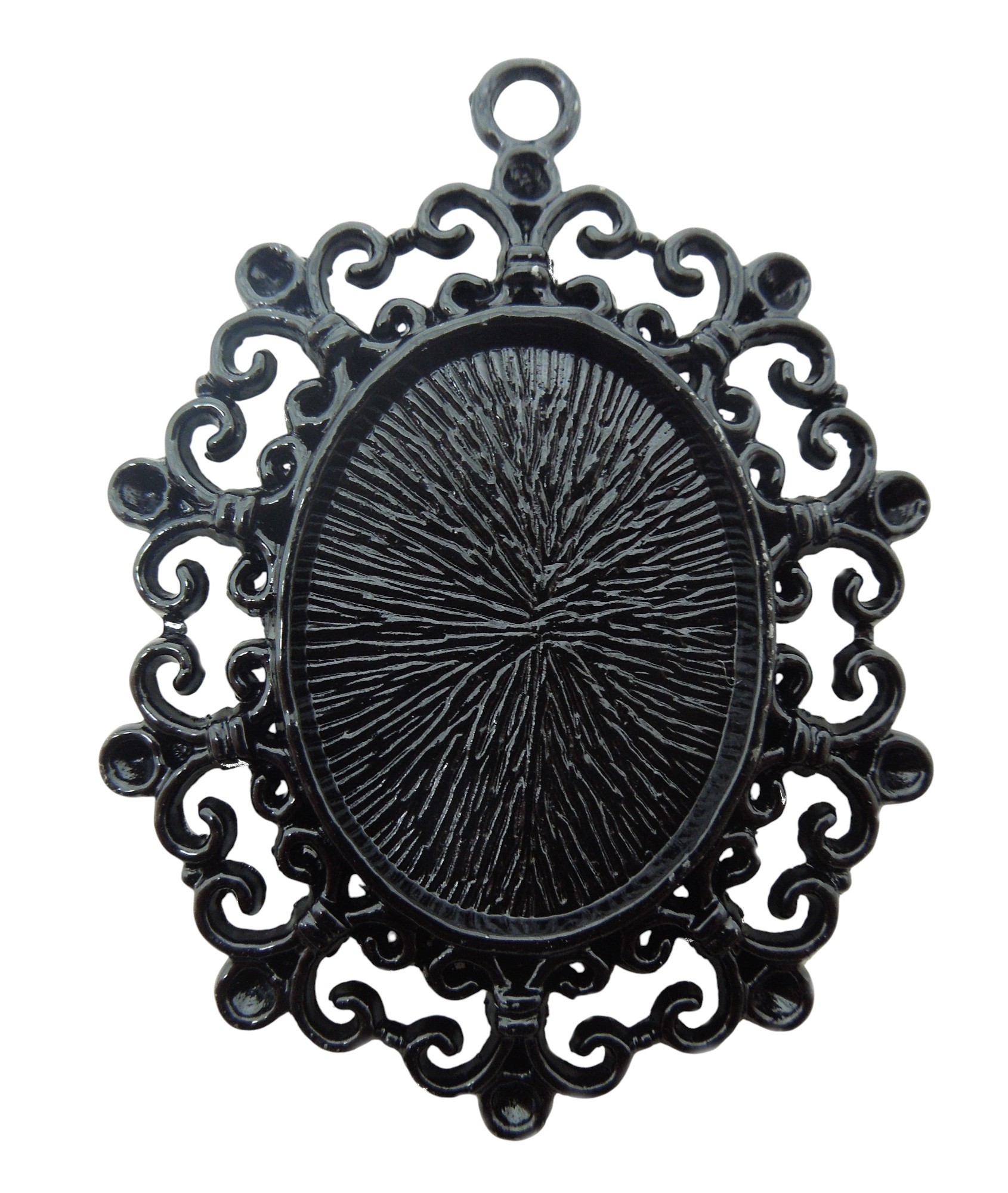 Support Pendentif Cabochon Noir 18x25mm