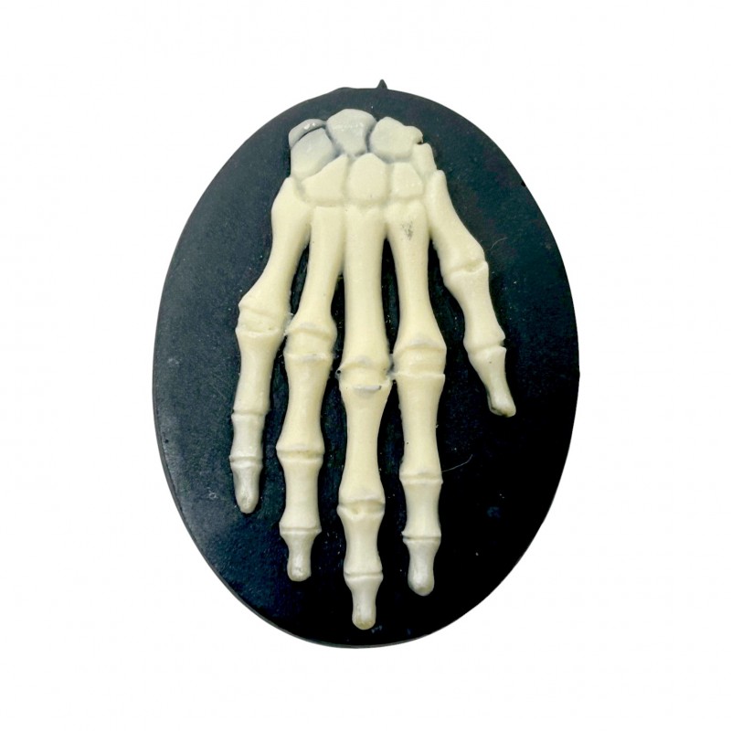 Camée Cabochon Main Squelette Tête de Mort Gothique Haute Qualité AAAA+ 30x40mm
