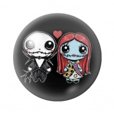 Cabochon en Verre Illustré Jack et Sally Gothique 12 à 25mm pour la création de bijoux fantaisie - DIY