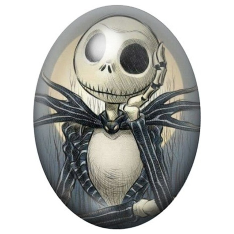 Cabochon en Verre Illustré Jack Skellington demandant le Silence 13x18, 18x25 ou 30x40mm