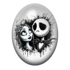 Cabochon en Verre Illustré Jack et Sally Gothique 13x18, 18x25 ou 30x40mm  pour la Création de Bijoux Fantaisie - DIY