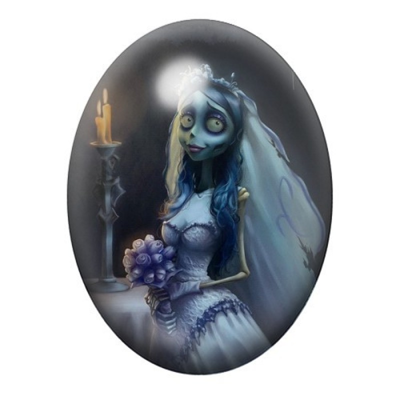 Cabochon en Verre Illustré Noces Funèbres Gothique 13x18, 18x25 ou 30x40mm