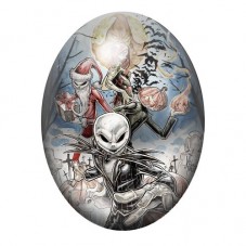 Cabochon en Verre Illustré Jack Skellington Père Noël au Cimetière 13x18, 18x25 ou 30x40mm pour la création de bijoux fantaisie 
