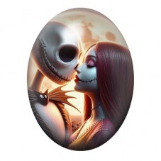 Cabochon en Verre Illustré Jack et Sally Gothique 13x18, 18x25 ou 30x40mm  pour la Création de Bijoux Fantaisie - DIY