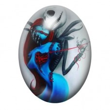 Cabochon en Verre Illustré Jack et Sally Gothique 13x18, 18x25 ou 30x40mm  pour la Création de Bijoux Fantaisie - DIY