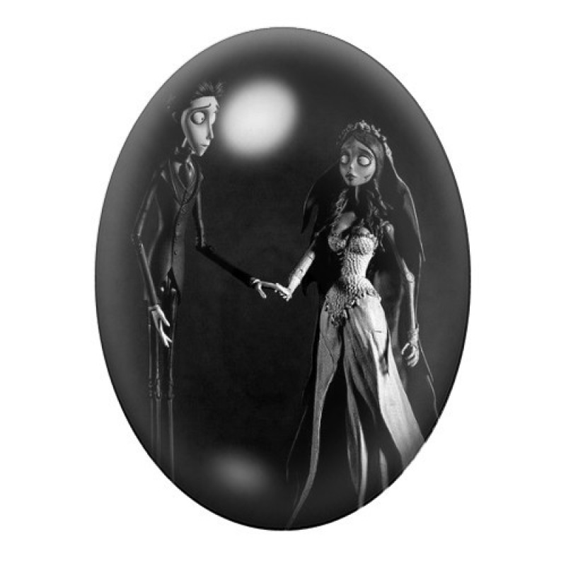 Cabochon en Verre Illustré Noces Funèbres Gothique 13x18, 18x25 ou 30x40mm