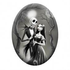 Cabochon en Verre Illustré Jack et Sally Gothique 13x18, 18x25 ou 30x40mm  pour la Création de Bijoux Fantaisie - DIY