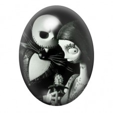 Cabochon en Verre Illustré Jack et Sally Gothique 13x18, 18x25 ou 30x40mm  pour la Création de Bijoux Fantaisie - DIY