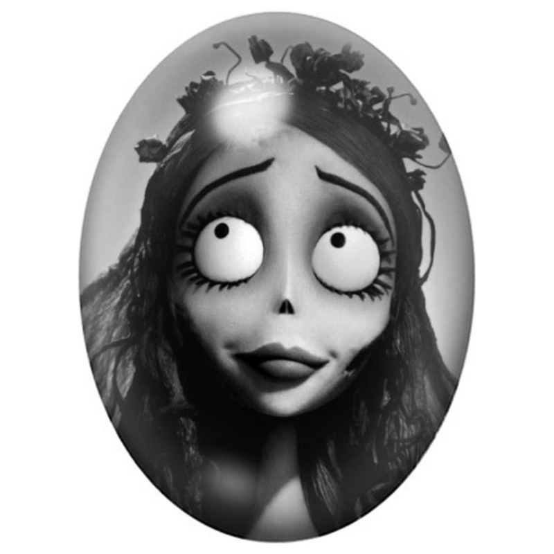 Cabochon en Verre Illustré Emily en Gros Plan Noir et Blanc 13x18, 18x25 ou 30x40mm