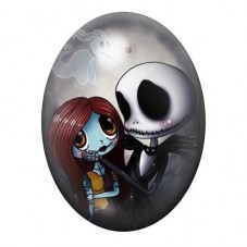 Cabochon en Verre Illustré Jack et Sally Gothique 13x18, 18x25 ou 30x40mm  pour la Création de Bijoux Fantaisie - DIY