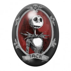 Cabochon en Verre Illustré Jack Skellington dans un Médaillon Rouge 13x18, 18x25 ou 30x40mm pour la création de bijoux fantaisie