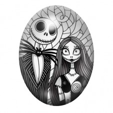 Cabochon en Verre Illustré Jack et Sally Gothique 13x18, 18x25 ou 30x40mm  pour la Création de Bijoux Fantaisie - DIY